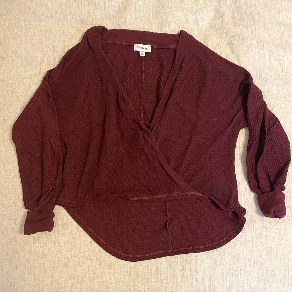 Evereve - Burgundy Wrap Sweater Top - Size Small